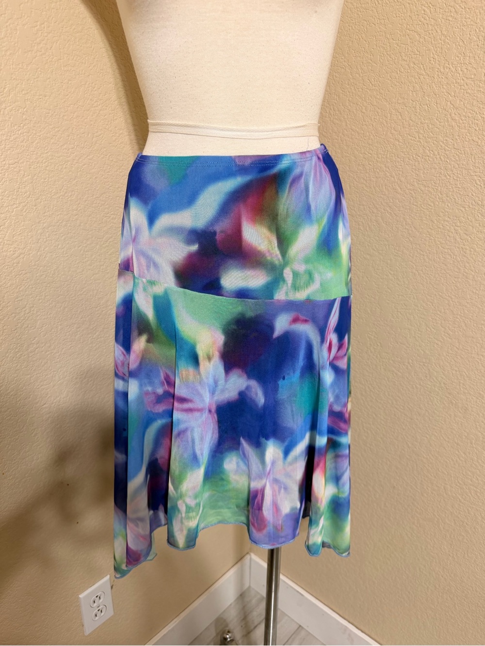 See You Monday Blue Green Multicolor Midi Skirt